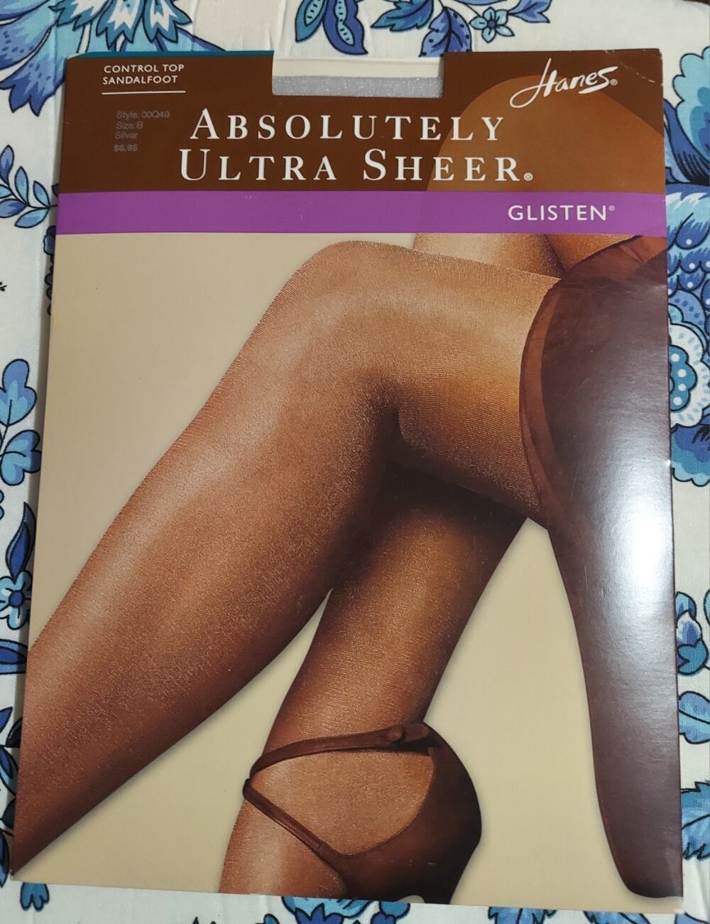 Vtg Hanes Absolutely Ultra Sheer Glisten Pantyhose Style 00Q49 Silver Size B New
